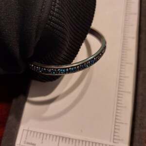 Vintage Luca & Danni Silver Tone Blue and Black Rhinestones Bracelet